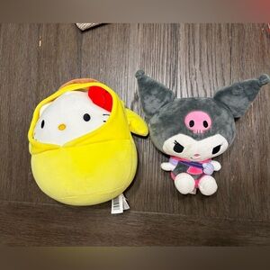 Hello Kitty and Kuromi Plush Set - Yellow and Gray